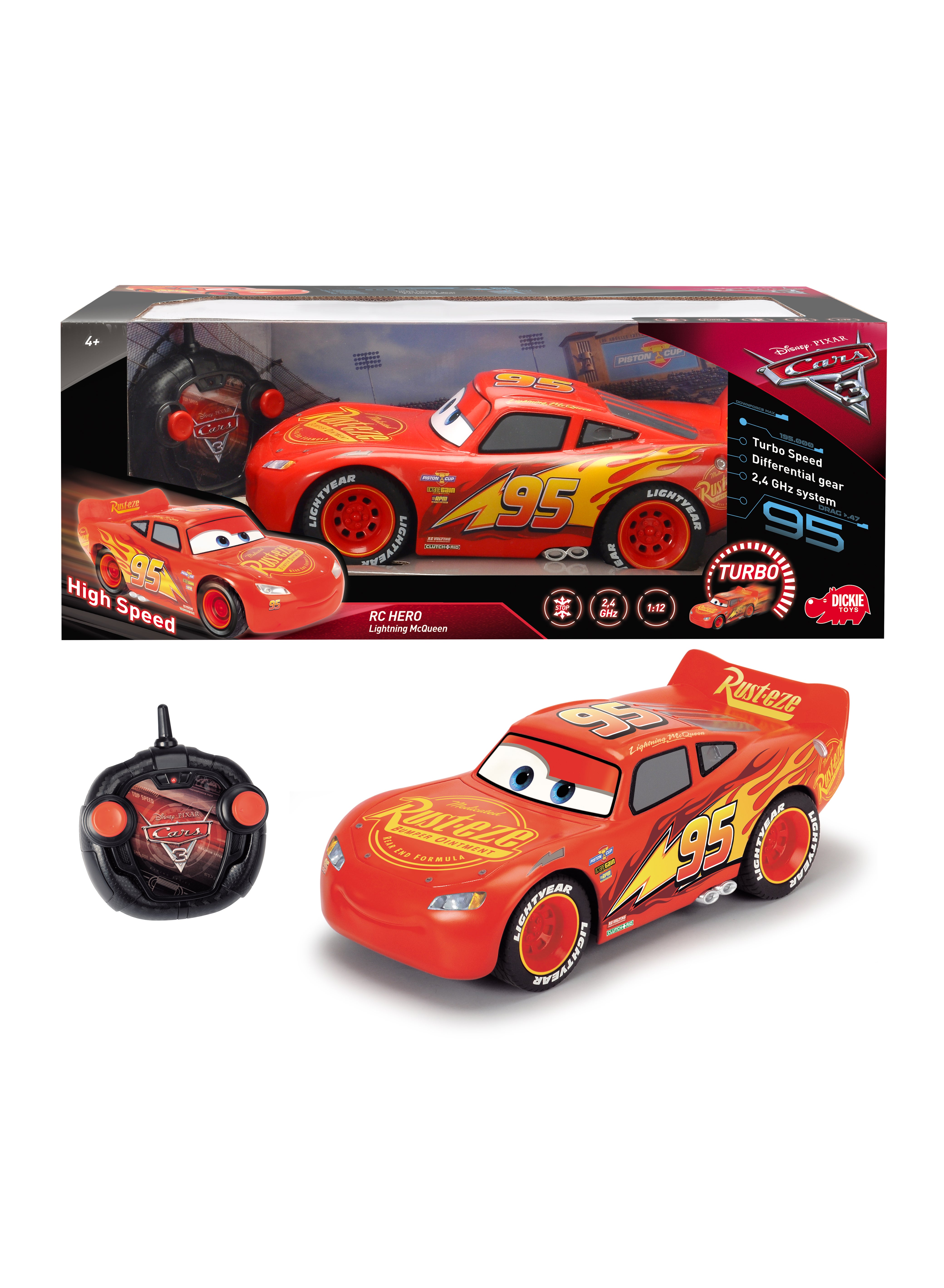 ماشین کنترلی لایتنینگ مک‌کویین ۹۵ برند توربو اسپید برند disney cars