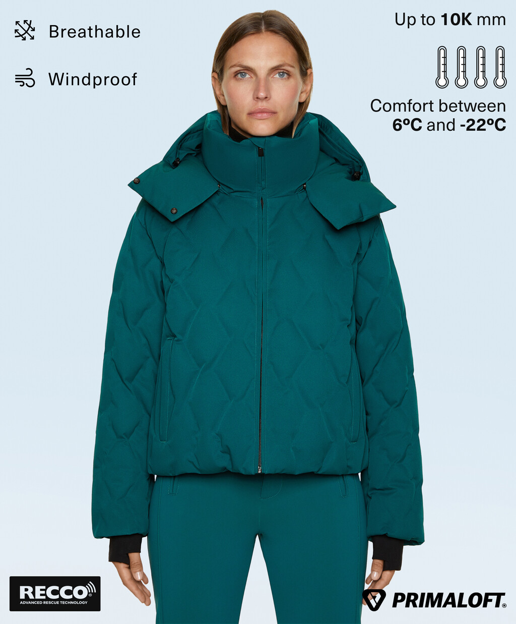 کاپشن پُر شده با لایه‌ی کَپیتونه مقاوم در برابر آب Primaloft® KAYAK برند oysho 614798641