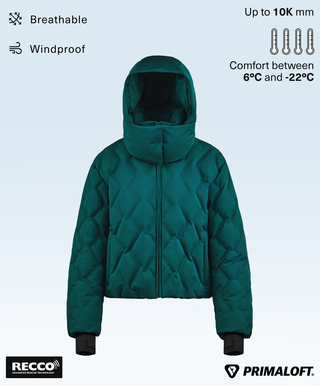 کاپشن پُر شده با لایه‌ی کَپیتونه مقاوم در برابر آب Primaloft® KAYAK برند oysho 614798642