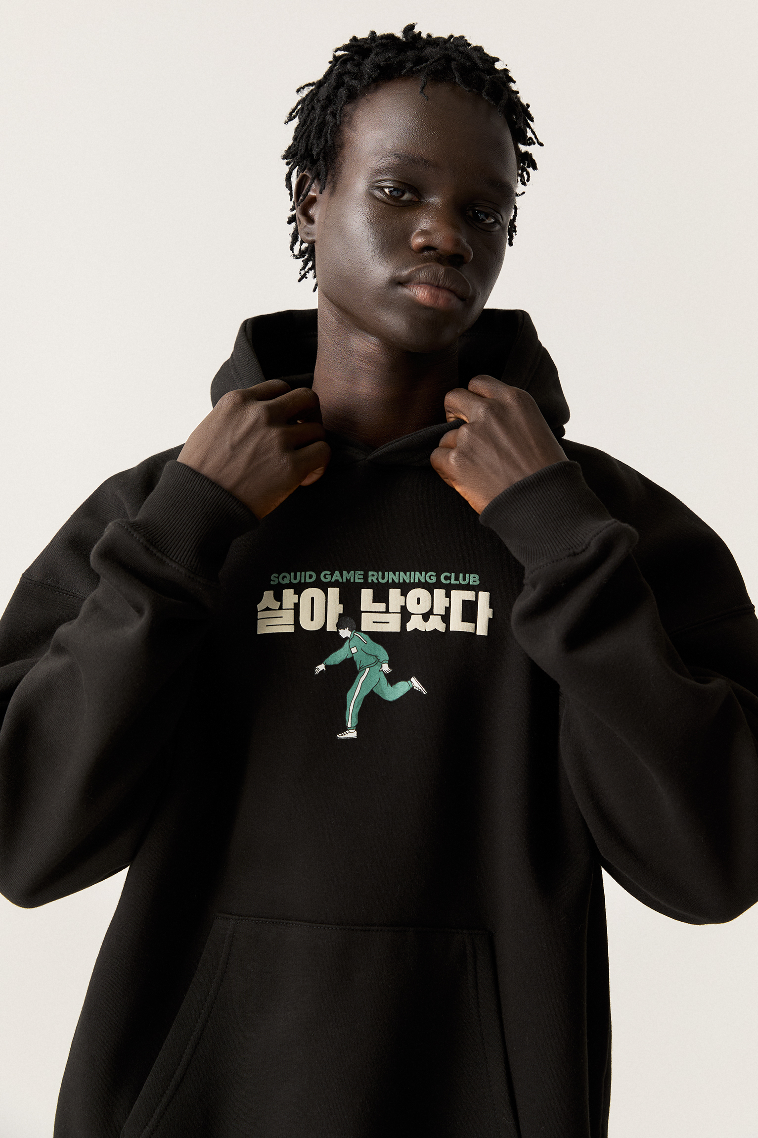 سویشرت کلاهدار با جزئیات بازی مرکب برند PullAndBear 530559026