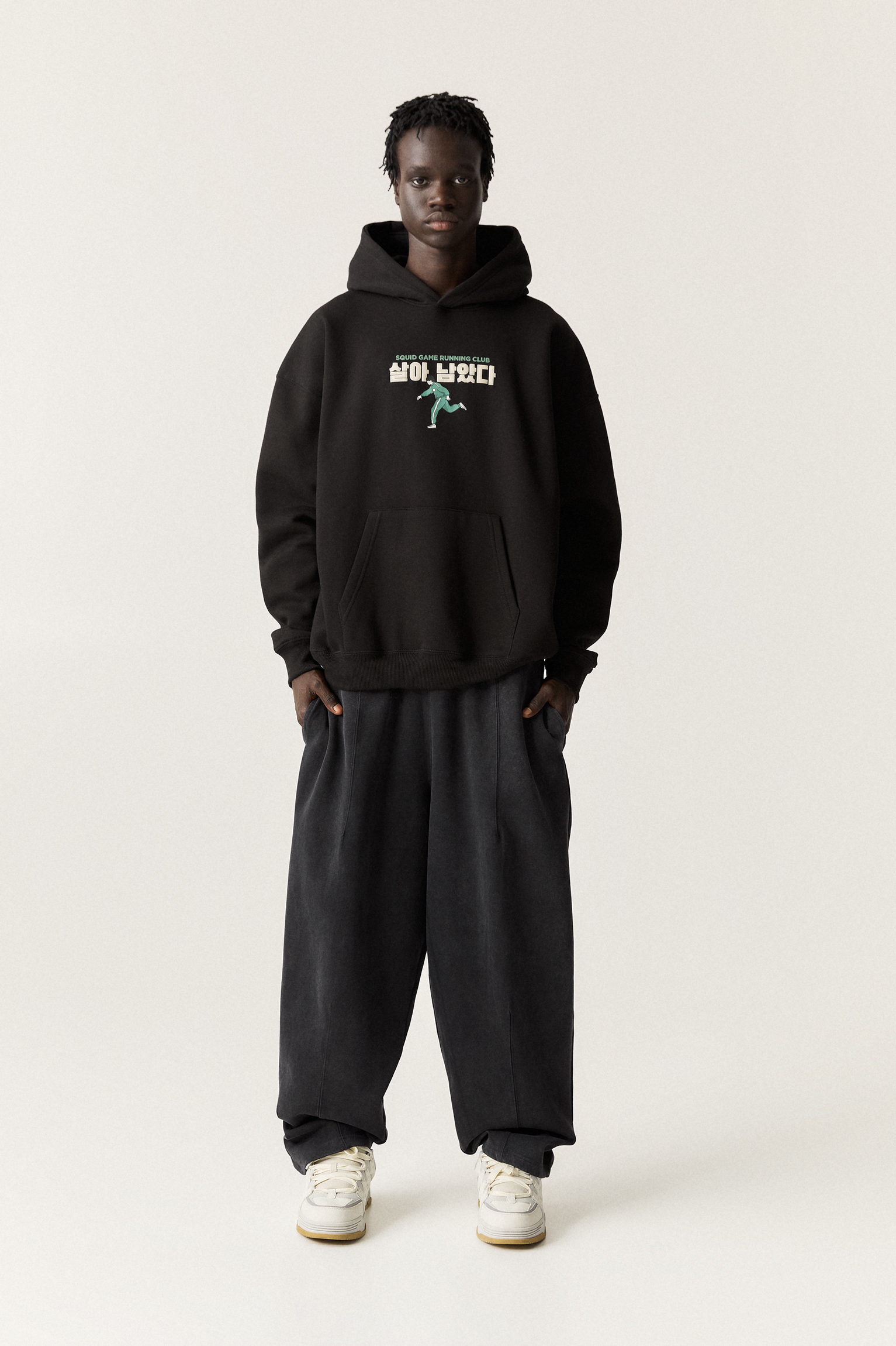 سویشرت کلاهدار با جزئیات بازی مرکب برند PullAndBear 530559027