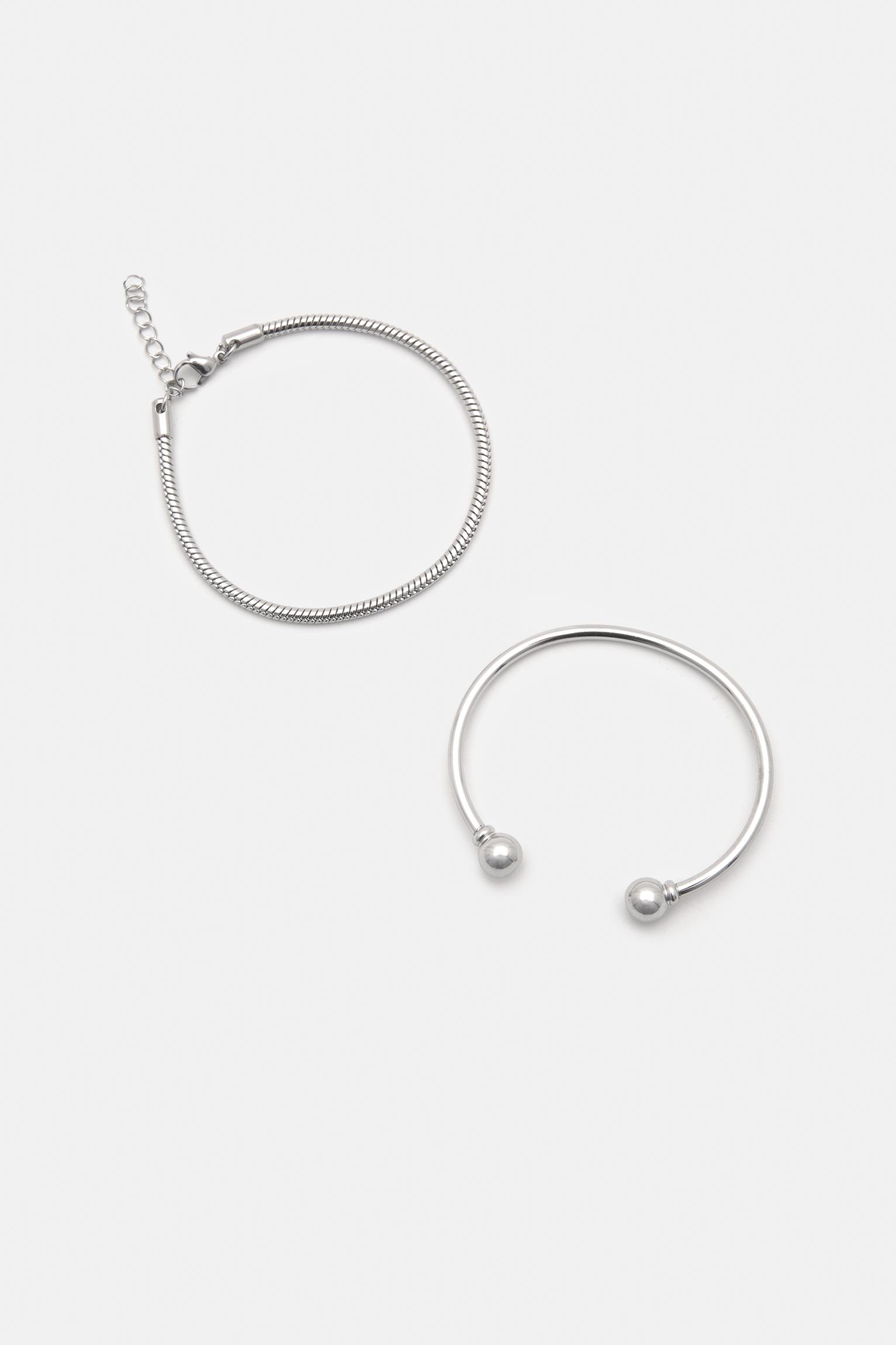 ست دو عددی دستبند نقره‌ای برند PullAndBear