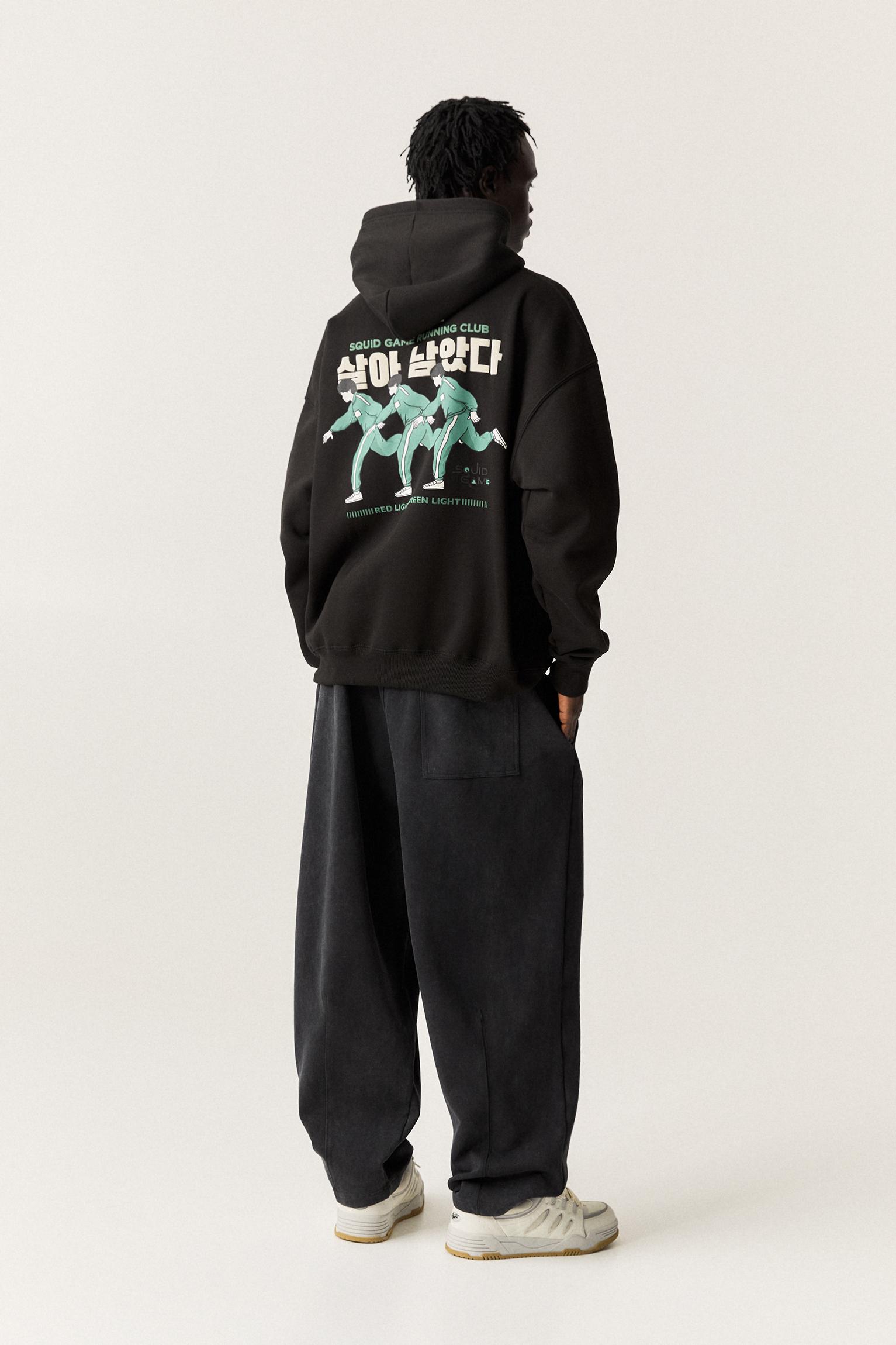 سویشرت کلاهدار با جزئیات بازی مرکب برند PullAndBear