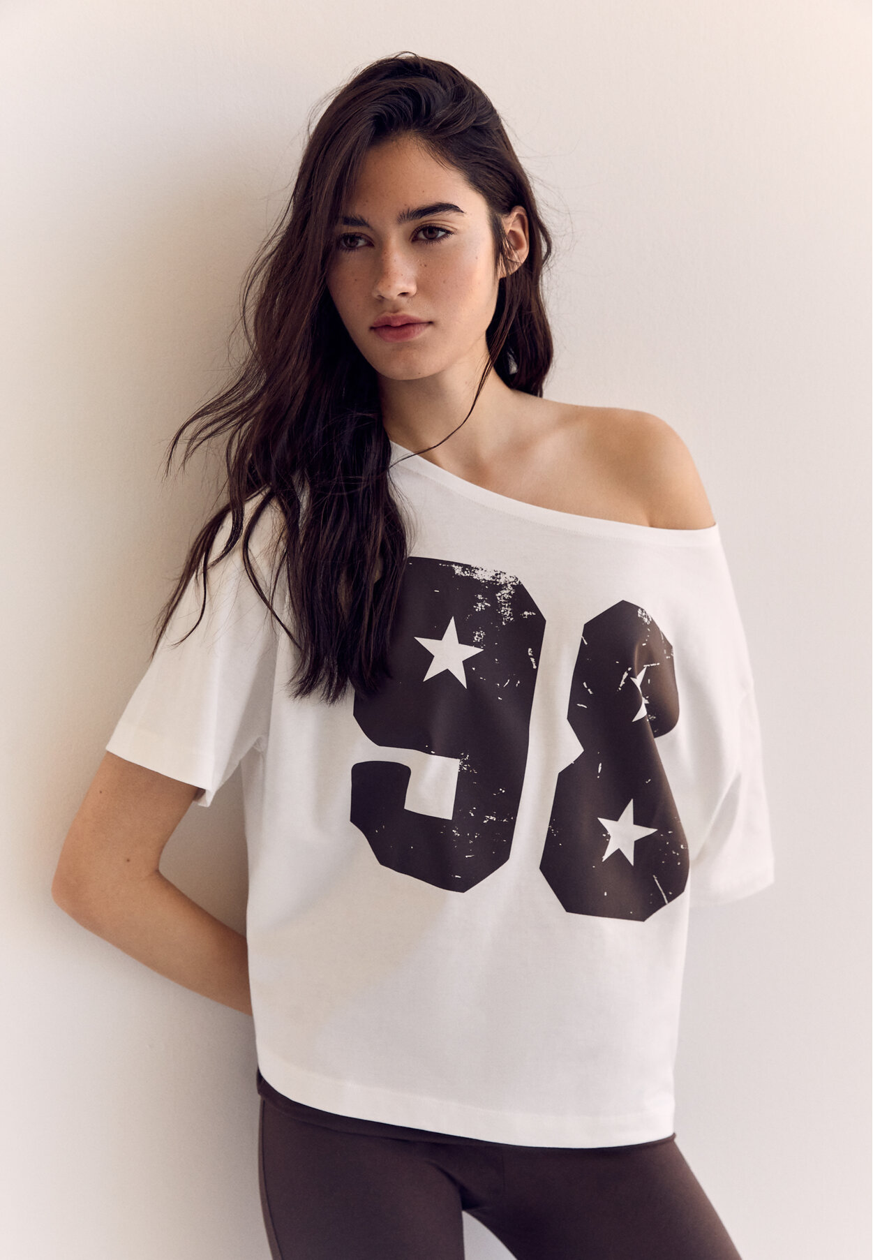 تی‌شرت کوتاه‌ آستین چاپی برند Stradivarius