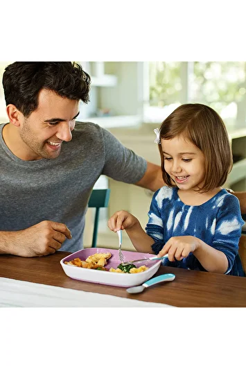 ست قاشق، چنگال و چاقو کودک ضد لغزش، آبی، مناسب برای ۱۸ ماه به بالا، شامل ۳ ست (چنگال/چاقو/قاشق) برند munchkin 7961807
