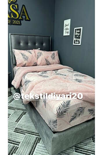 ست خواب پوفیدیک یک نفره ول‌سافت (با ملحفه کشدار) رنگ پودری و پر مانند برند violacasa 7348880