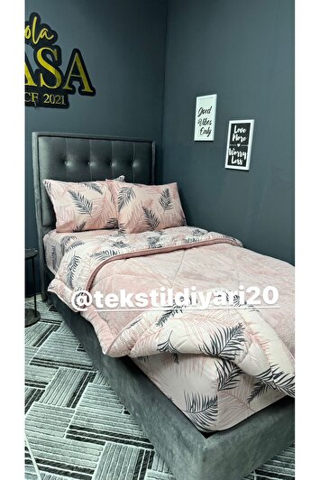 ست خواب پوفیدیک یک نفره ول‌سافت (با ملحفه کشدار) رنگ پودری و پر مانند برند violacasa 7348881