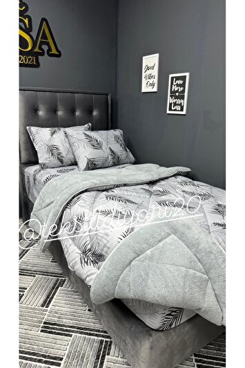 ست خواب پفی تک نفره ول‌سافت (با ملحفه کش‌دار) رنگ طوسی برند violacasa 7102380