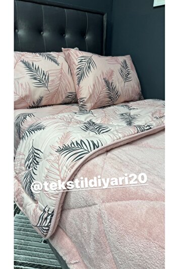 ست خواب پوفیدیک یک نفره ول‌سافت (با ملحفه کشدار) رنگ پودری و پر مانند برند violacasa 7348885