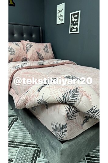 ست خواب پوفیدیک یک نفره ول‌سافت (با ملحفه کشدار) رنگ پودری و پر مانند برند violacasa 7348879