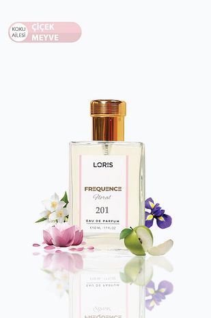 عطر زنانه K-201 فرکانس ادو پرفیوم 50 میلی‌لیتر با رایحه گل و میوه برند loris 6764391