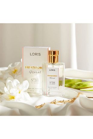 عطر زنانه K-201 فرکانس ادو پرفیوم 50 میلی‌لیتر با رایحه گل و میوه برند loris 6764390