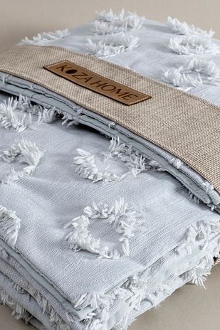 پتو دو نفره با حاشیه دار و رنگ خاکستری Sitra به ابعاد 230x250 و شامل 2 بالش به ابعاد 50x70 مدل 5033 برند koza home 59460527