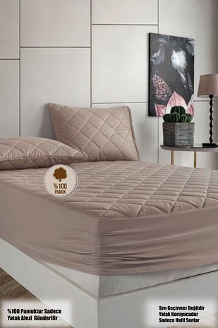 محافظ تشک فیتد رنگی گري با دوخت مربعی، 100% پنبه، مناسب برای تشک های تک و دو نفره (16 سایز)