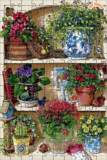 جعبه گل دکوری دو طبقه با قاب، قابل آویزان، پازل چوبی 150 تکه 20x30