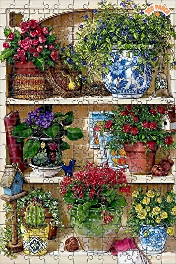 جعبه گل دکوری دو طبقه با قاب، قابل آویزان، پازل چوبی 150 تکه 20x30 برند teona ahşap 171281544