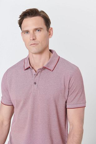 تی‌شرت مردانه نخی با برش باریک و یقه‌ polo خاکستری، بدون چروک برند ac&co / altınyıldız classics 8087419