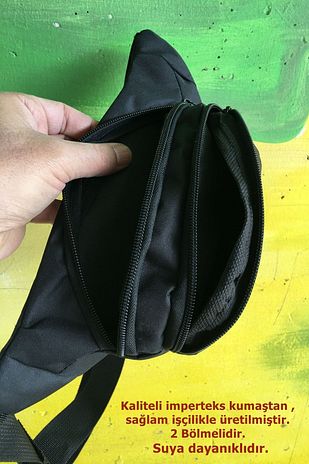کیف کمری و دوشی مردانه با دو بخش، ساده و مشکی به ابعاد ۱۲ * ۲۵ سانتی‌متر برند outlet Çarşım 535471444