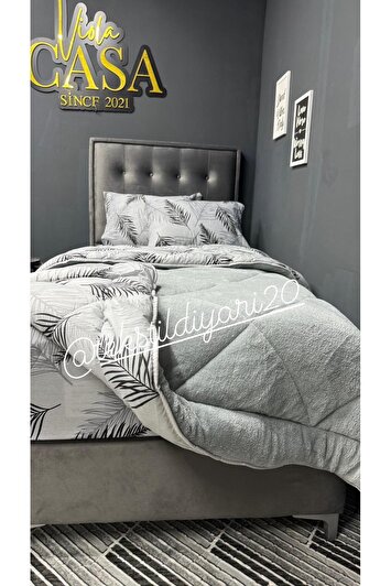 ست خواب پفی تک نفره ول‌سافت (با ملحفه کش‌دار) رنگ طوسی برند violacasa 67089653