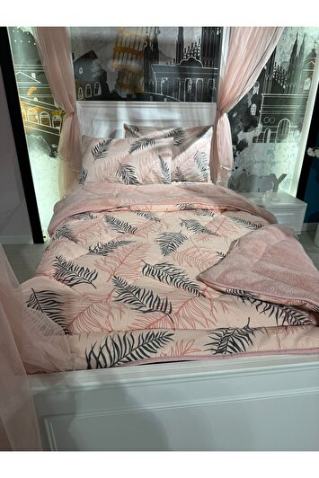 ست خواب پوفیدیک یک نفره ول‌سافت (با ملحفه کشدار) رنگ پودری و پر مانند برند violacasa 11411264