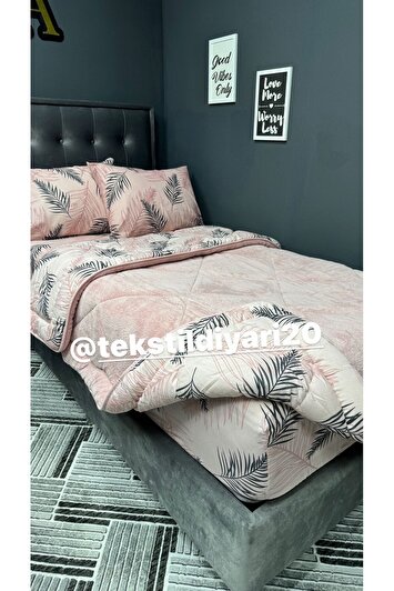 ست خواب پوفیدیک یک نفره ول‌سافت (با ملحفه کشدار) رنگ پودری و پر مانند برند violacasa 11411263