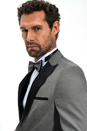 کت شلوار مردانه گرانج پورترفینو با طراحی اسلیم فیت و بافت جکارد در رنگ خاکستری برند morven 90821465