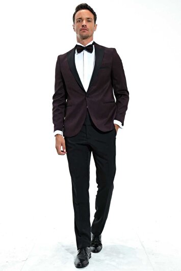 کت شلوار مردانه مدل مودنا با طرح جکارد در رنگ bordo تیره (قرمز تیره) و فیت اسلیم برند morven 10840186