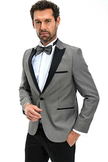 کت شلوار مردانه گرانج پورترفینو با طراحی اسلیم فیت و بافت جکارد در رنگ خاکستری برند morven 90821463