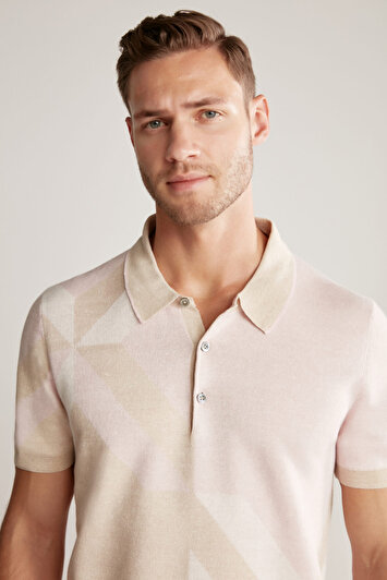 پلو تریکو رنگ شن با ترکیب کتان و پنبه