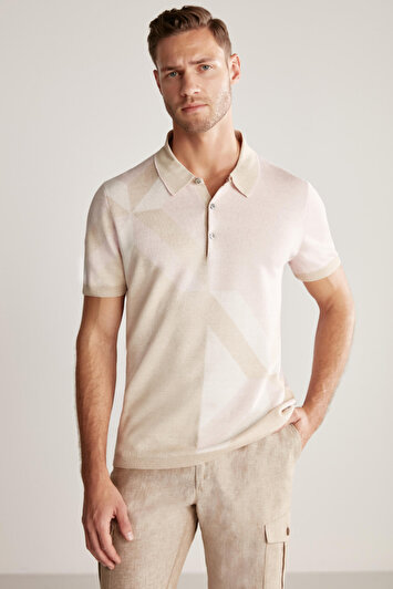 پلو تریکو رنگ شن با ترکیب کتان و پنبه برند hemington 1621283119