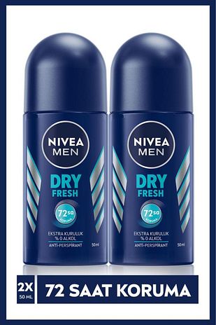رول‌آن دئودورانت خشک و تازه مردانه ۵۰ میلی‌لیتری دو عددی برند Nivea 970464296