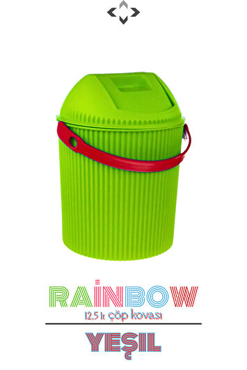 سطل زباله رنگی با دسته و درب Rainbow 12.5 لیتری مناسب برای آشپزخانه، حمام و اتاق کودک برند lİground 276364772
