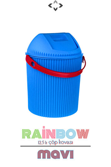سطل زباله رنگی با دسته و درب Rainbow 12.5 لیتری مناسب برای آشپزخانه، حمام و اتاق کودک برند lİground 276364769