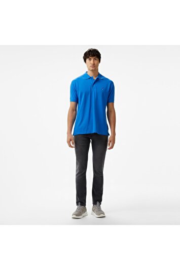 تی‌شرت مردانه آبی یقه‌دار کوتاه کلاسیک برند nautica 1579606419