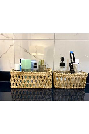 سبد تنظیم‌کننده دو عددی برای دکوراسیون منزل / سبد حصیری برای حمام، آشپزخانه و اتاق کودک برند papİrus dekoratif 744514724