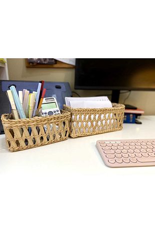 سبد تنظیم‌کننده دو عددی برای دکوراسیون منزل / سبد حصیری برای حمام، آشپزخانه و اتاق کودک برند papİrus dekoratif 744514723