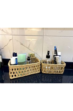 سبد تنظیم‌کننده دو عددی برای دکوراسیون منزل / سبد حصیری برای حمام، آشپزخانه و اتاق کودک برند papİrus dekoratif 744514722