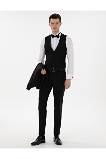 کت شلواری با یقه و جلیقه مردانه سیاه برند Pierre Cardin 1990241739