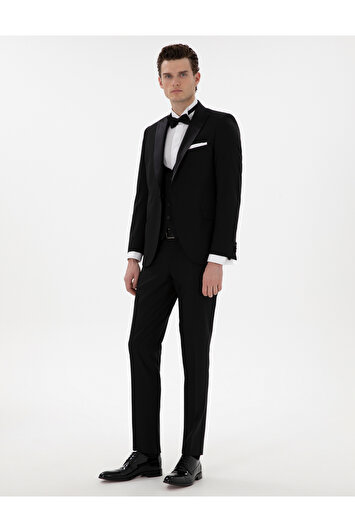 کت شلواری با یقه و جلیقه مردانه سیاه برند Pierre Cardin 1990241741