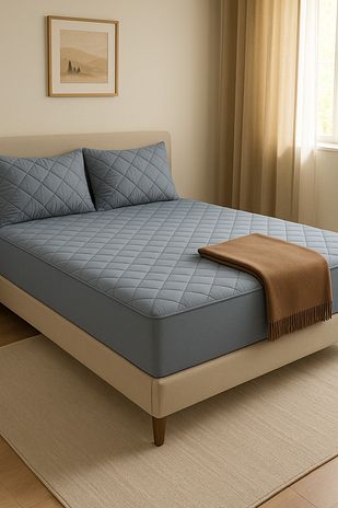 محافظ تشک فیتد رنگی گري با دوخت مربعی، 100% پنبه، مناسب برای تشک های تک و دو نفره (16 سایز) برند formeya 1182478037