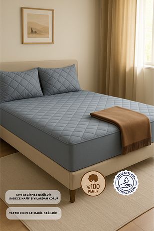 محافظ تشک فیتد رنگی گري با دوخت مربعی، 100% پنبه، مناسب برای تشک های تک و دو نفره (16 سایز) برند formeya 1182478036