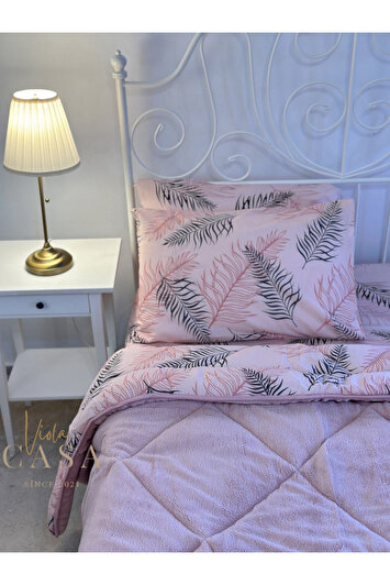 ست خواب پوفیدیک یک نفره ول‌سافت (با ملحفه کشدار) رنگ پودری و پر مانند برند violacasa 2379395994