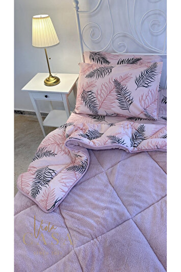 ست خواب پوفیدیک یک نفره ول‌سافت (با ملحفه کشدار) رنگ پودری و پر مانند برند violacasa 2379395992