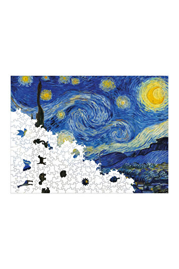 پازل چوبی بزرگسالان شب ستاره‌ای ون گوگ - پازل با قطعات منحصر به فرد و چسب دار R1-12 برند wepuzzleup 1919135449