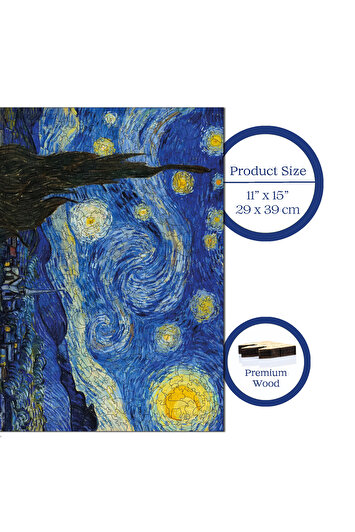 پازل چوبی بزرگسالان شب ستاره‌ای ون گوگ - پازل با قطعات منحصر به فرد و چسب دار R1-12 برند wepuzzleup 1919135451