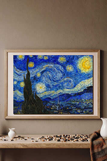 پازل چوبی بزرگسالان شب ستاره‌ای ون گوگ - پازل با قطعات منحصر به فرد و چسب دار R1-12 برند wepuzzleup 1919135450