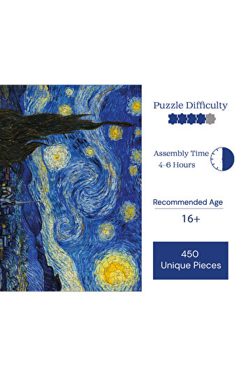 پازل چوبی بزرگسالان شب ستاره‌ای ون گوگ - پازل با قطعات منحصر به فرد و چسب دار R1-12 برند wepuzzleup 1919135452