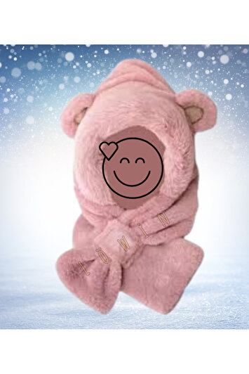 کلاه و شال دو در یک برند با جزئیات گوش | کلاه زمستانی نرم و گرم برند löwin 2224101596