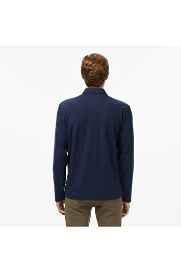 تی‌شرت یقه‌دار مردانه آبی تیره کلاسیک فیت آستین بلند برند nautica 2350027989