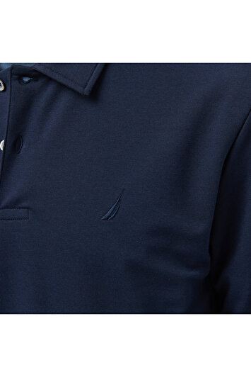 تی‌شرت یقه‌دار مردانه آبی تیره کلاسیک فیت آستین بلند برند nautica 2350027992